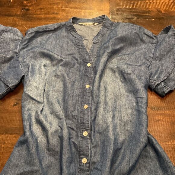 G Kale Blue Denim Chambray Button-Up Dress petite medium - Picture 2 of 9